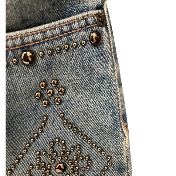 Weekend Max Mara x Joy Road Lucy Hale Gatti high rise straight stud jeans NWOT - Picture 10 of 12